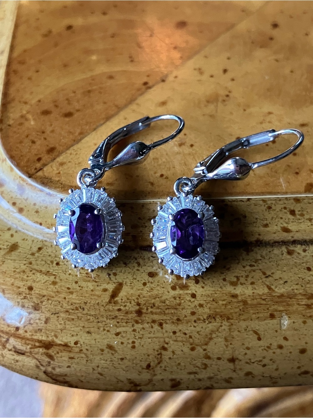 African Amethyst Moissanite Earrings